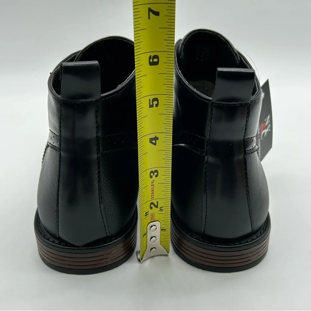 Men’s Black Dress Boots Wingtip Oxford Ankle Boots, Classic Lace-Up, Size 8 NWT